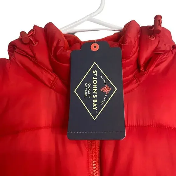 NWT Red Puffer Coat Jacket Removable Hood Size SMALL - Picture 7 of 16